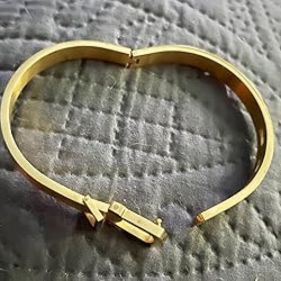 Neiman Marcus 18k Gold Plated Stainless Steel Roman Twisted Cuff Bracelet - Picture 2 of 4